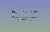 Objective 1.02 Understand economic conditions 1. Measuring economic activities Classifying economic conditions Topics 2.
