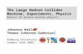 The Large Hadron Collider Machine, Experiments, Physics Basics of proton-proton physics Johannes Haller Thomas Schörner-Sadenius Hamburg University Summer.