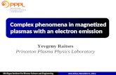 Complex phenomena in magnetized plasmas with an electron emission Yevgeny Raitses Princeton Plasma Physics Laboratory Michigan Institute for Plasma Science.