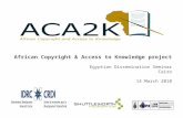 African Copyright & Access to Knowledge project Egyptian Dissemination Seminar Cairo 14 March 2010.