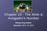 Chapter 10 - The Mole & Avogadro’s Number Measuring Matter Sections 10.1  10.3.
