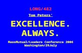LONG/482 Tom Peters’ EXCELLENCE. ALWAYS. MassMutual/Leaders Conference 2006 Washington/29July.