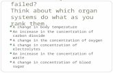 What would kill you first if your body’s homeostasis systems failed? Think about which organ systems do what as you rank them. A change in body temperature.
