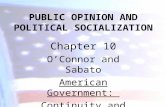 PUBLIC OPINION AND POLITICAL SOCIALIZATION Chapter 10 O’Connor and Sabato American Government: Continuity and Change.