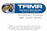 Preliminary Findings 2004 Infant Deaths TFIMR is a collaborative effort of the Tulsa Health Department, the Oklahoma State Department of Health, the Tulsa.