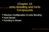 Chapter 15 Ionic Bonding and Ionic Compounds Electron Configuration in Ionic Bonding Ionic Bonds Bonding in Metals.