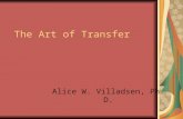 The Art of Transfer Alice W. Villadsen, Ph. D.. When I was a girl.... University attendance expectation from parents Choice of university made; tuition.