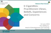 E-Cigarettes: Practitioners Views, Beliefs, Experiences and Concerns 12 June 2015 Tina Williams, Head of Development and Training Tobacco Free Futures.