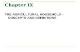 Chapter IX THE AGRICULTURAL HOUSEHOLD – CONCEPTS AND DEFINITIONS.
