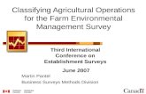 Martin Pantel Business Surveys Methods Division Third International Conference on Establishment Surveys June 2007 Classifying Agricultural Operations for.