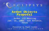 Arden Objects Proposal Arden SIG Meeting Jan. 14, 2003 San Antonio, Texas Presented by Roger Corman.