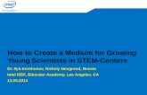 How to Create a Medium for Growing Young Scientists in STEM-Centers Dr. Ilya Korshunov, Nizhniy Novgorod, Russia Intel ISEF, Educator Academy, Los Angeles,