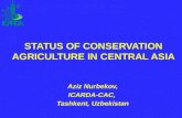 STATUS OF CONSERVATION AGRICULTURE IN CENTRAL ASIA Aziz Nurbekov, ICARDA-CAC, Tashkent, Uzbekistan.