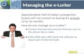 Managing the e-Lurker Approximately half of today's prospective buyers will not convert to buying for at least 12 to 24 months. How do you manage an e-Lurker?