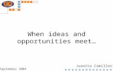 When ideas and opportunities meet… Juanito Camilleri September 2004.