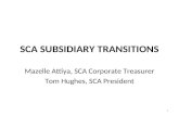 SCA SUBSIDIARY TRANSITIONS Mazelle Attiya, SCA Corporate Treasurer Tom Hughes, SCA President 1