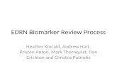 EDRN Biomarker Review Process Heather Kincaid, Andrew Hart, Kristen Anton, Mark Thornquist, Dan Crichton and Christos Patriotis.
