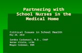 Partnering with School Nurses in the Medical Home Critical Issues in School Health May 20, 2010 Sandra Carbonari, M.D., FAAP Renae Vitale, LCSW Megin Coleman,