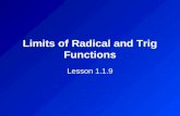 Limits of Radical and Trig Functions Lesson 1.1.9.