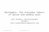 Nystagmus: the everyday impact of weird and wobbly eyes John Sanders, NN development manager john.sanders@nystagmusnet.org 9th November 20121.