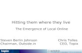 Hitting them where they live The Emergence of Local Online Steven Berlin Johnson Chris Tolles Chairman, Outside.in CEO, Topix.