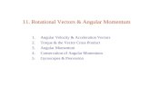 11. Rotational Vectors & Angular Momentum 1. Angular Velocity & Acceleration Vectors 2. Torque & the Vector Cross Product 3. Angular Momentum 4. Conservation.
