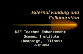 External Funding and Collaboration NSF Teacher Enhancement Summer Institute Champaign, Illinois July 2002.