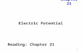 1 Electric Potential Reading: Chapter 21 Chapter 21.