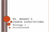 M S. B OGHOS ’ S C OURSE E XPECTATIONS Biology I – Accelerated 1.
