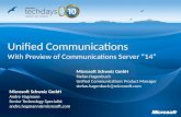 Unified Communications With Preview of Communications Server “14” Microsoft Schweiz GmbH Stefan Hagenbuch Unified Communications Product Manager stefan.hagenbuch@microsoft.com.
