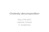 Cholesky decomposition May 27th 2015 Helsinki, Finland E. Vuoksimaa.