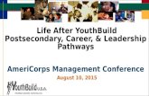 Life After YouthBuild Postsecondary, Career, & Leadership Pathways Life After YouthBuild Postsecondary, Career, & Leadership Pathways AmeriCorps Management.