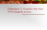 Objective 1: Explain the four FFA Degree areas.. Next Generation Science/Common Core Standards Addressed! WHST.11-12.8 Gather relevant information from.