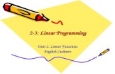 2-3: Linear Programming Unit 2: Linear Functions English Casbarro.