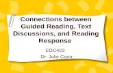 Connections between Guided Reading, Text Discussions, and Reading Response EDC423 Dr. Julie Coiro.