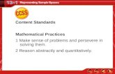 CCSS Content Standards Mathematical Practices 1 Make sense of problems and persevere in solving them. 2 Reason abstractly and quantitatively.