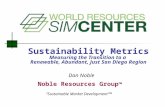 Sustainability Metrics Measuring the Transition to a Renewable, Abundant, Just San Diego Region Noble Resources Group ™ “Sustainable Market Development”™