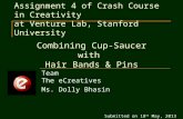 Assignment 4 of Crash Course in Creativity at Venture Lab, Stanford University Team The eCreatives Ms. Dolly Bhasin Combining Cup-Saucer with Hair Bands.