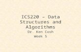 ICS220 – Data Structures and Algorithms Dr. Ken Cosh Week 5.