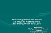 Whistling While You Work: 10 Ways to Getting Paid for Doing What You Love Tim Salaver VP, Operations and General Manager tim@alphavilledesign.com.