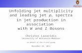 Unfolding jet multiplicity and leading jet p T spectra in jet production in association with W and Z Bosons Christos Lazaridis University of Wisconsin-Madison.
