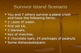 Survivor Island Scenario You and 7 others survive a plane crash and have the following items: You and 7 others survive a plane crash and have the following.