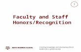 Creating knowledge and developing ethical leaders for a global society 1 Faculty and Staff Honors/Recognition.