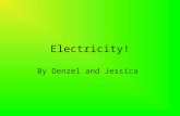 Electricity! By Denzel and Jessica Electricity Atoms have protons, neutrons, and electrons. Same number of protons and electrons, it is balanced and.