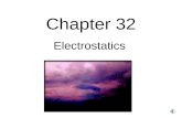 Chapter 32 Electrostatics Electrostatics: the study of electrical charges at rest.