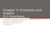 Chapter 3: Functions and Graphs 3.1: Functions Essential Question: How are functions different from relations that are not functions?