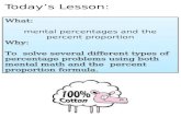 Today’s Lesson: What: mental percentages and the percent proportion Why: To solve several different types of percentage problems using both mental math.