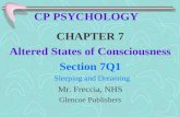 CP PSYCHOLOGY CHAPTER 7 Altered States of Consciousness Section 7Q1 Mr. Freccia, NHS Glencoe Publishers Sleeping and Dreaming.
