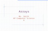Arrays Mr. Smith AP Computer Science A. Conceptual Overview An array consists of an ordered collection of similar items. An array has a single name, and.