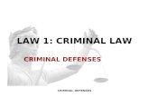 CRIMINAL DEFENSES LAW 1: CRIMINAL LAW CRIMINAL DEFENSES.